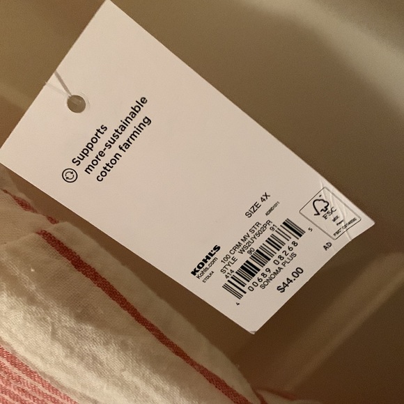 NWT Sonoma cream & mauve striped sleeveless cotton midi-dress w/decor buttons 4x - Picture 7 of 11